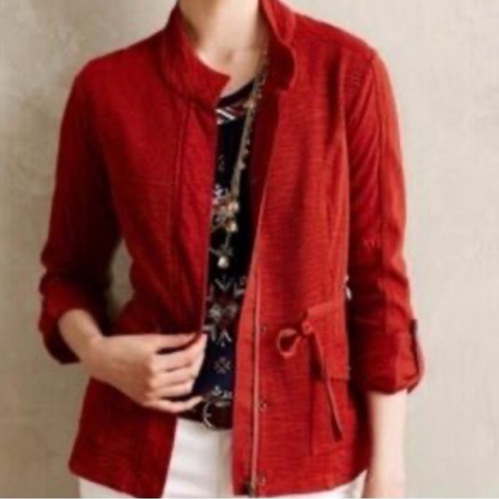 Anthropologie Saturday
Sunday Rust Moto Zip Button Roll
Up Utility Jacket Sz S